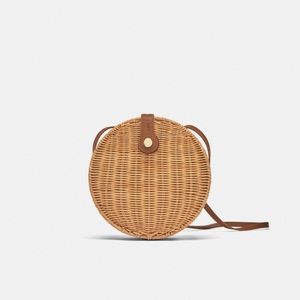 Zara round raffia crossbody bag